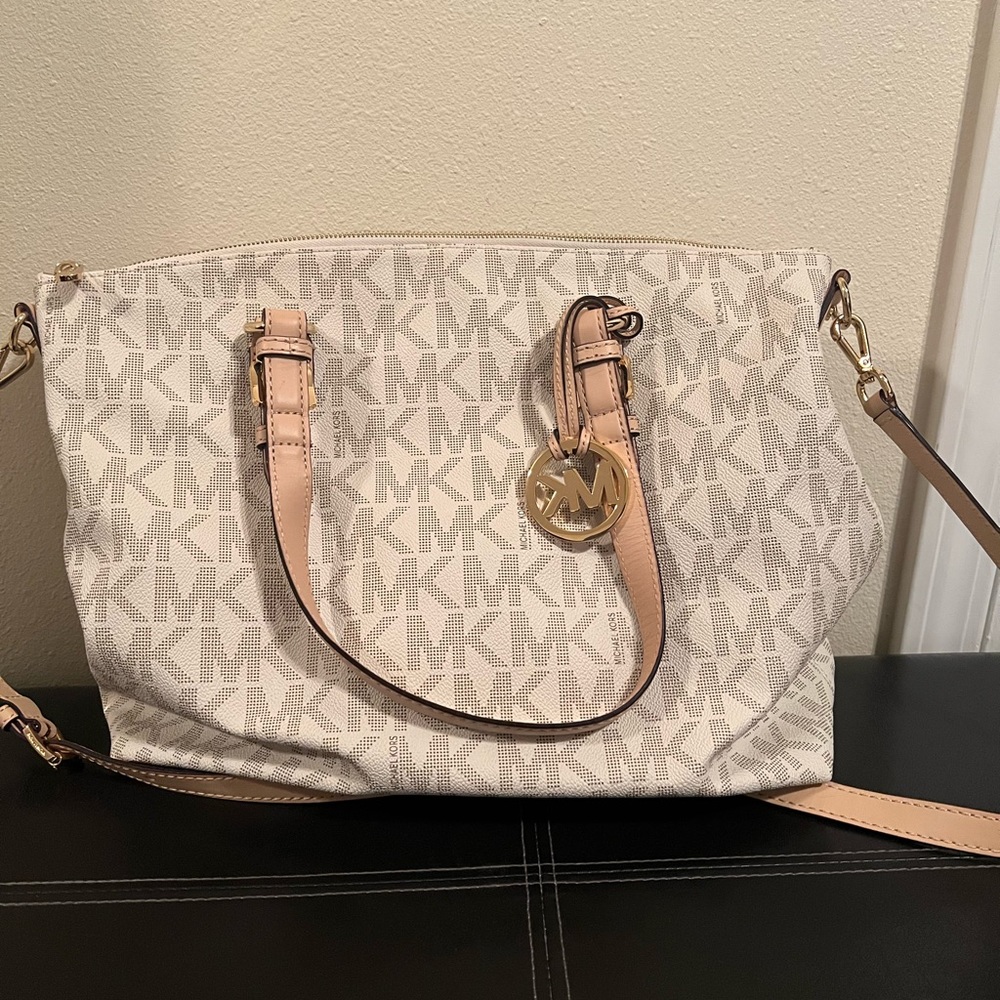 Michael Kors vanilla Mk embossed bag